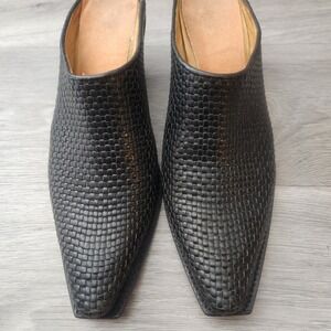 Charlie 1 Horse By Lucchese Black Size 8 Woven Leather Pointed Toe Mules Heels